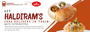 Get Haldiram food delivery in train with YatriRestro food in train app