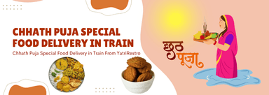 Chhath Puja Sattvik Vrat Thali being delivered on a train seat by YatriRestro