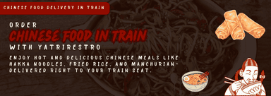 Order delicious Chinese food in train with YatriRestro – Freshly prepared Hakka noodles, fried rice, and Manchurian delivered to your train seat