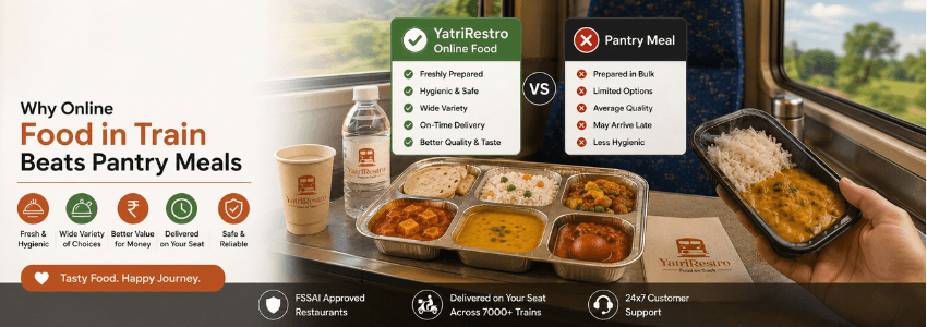 Traveler Enjoying Healthy Food In Train.